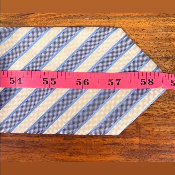 NWT FACONNABLE Blue, White & Silver Striped Silk Tie - Picture 12 of 13
